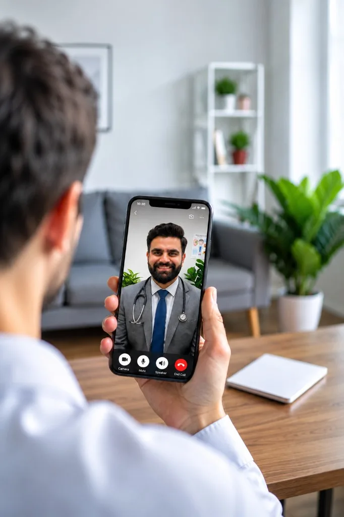 Virtual consultation on phone or laptop